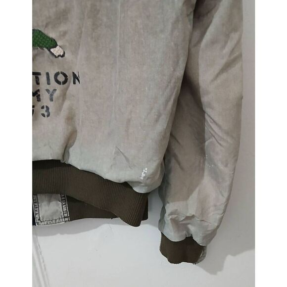 Zara collection womens medium gray graphic printed art wear bomber jacket - Picture 2 of 8